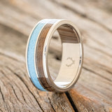 "DYAD" - BLACK WALNUT & TURQUOISE WEDDING BAND - READY TO SHIP-1