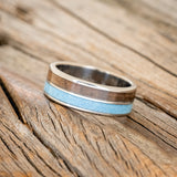 "DYAD" - BLACK WALNUT & TURQUOISE WEDDING BAND - READY TO SHIP-2