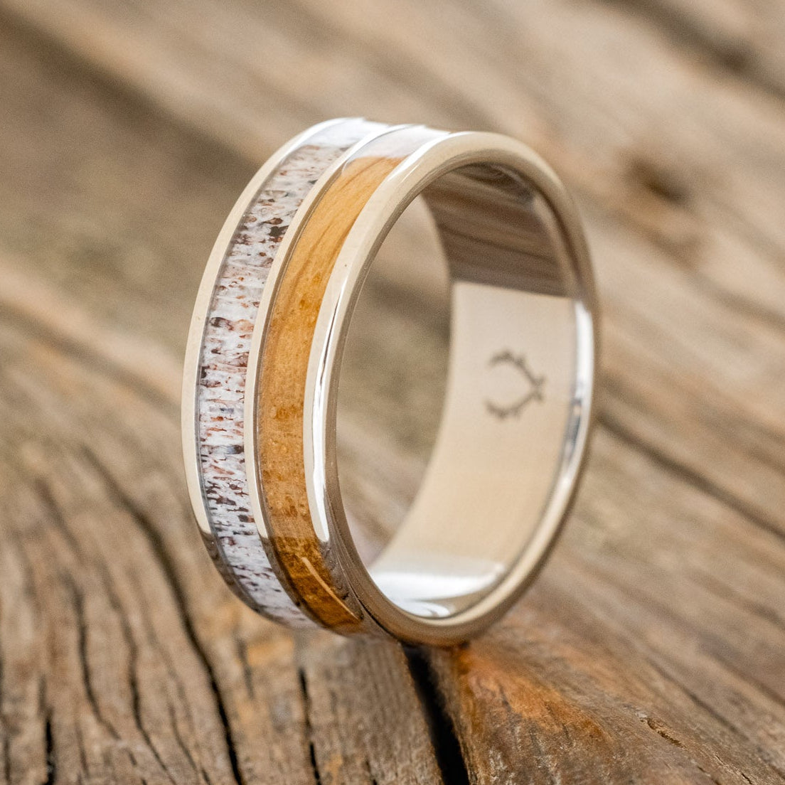 "DYAD" - TWO INLAY WEDDING BAND-Staghead Designs
