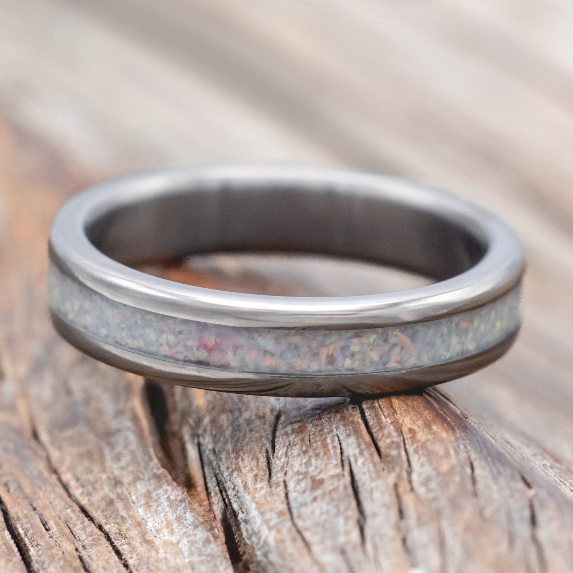 "ETERNA" - FIRE & ICE OPAL STACKING BAND-Staghead Designs