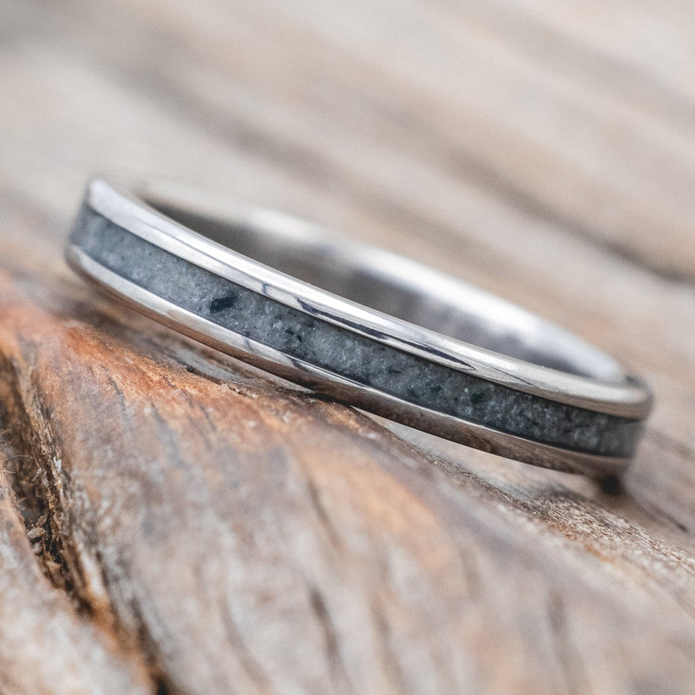 "ETERNA" - MOSS AGATE INLAY STACKING BAND-Staghead Designs