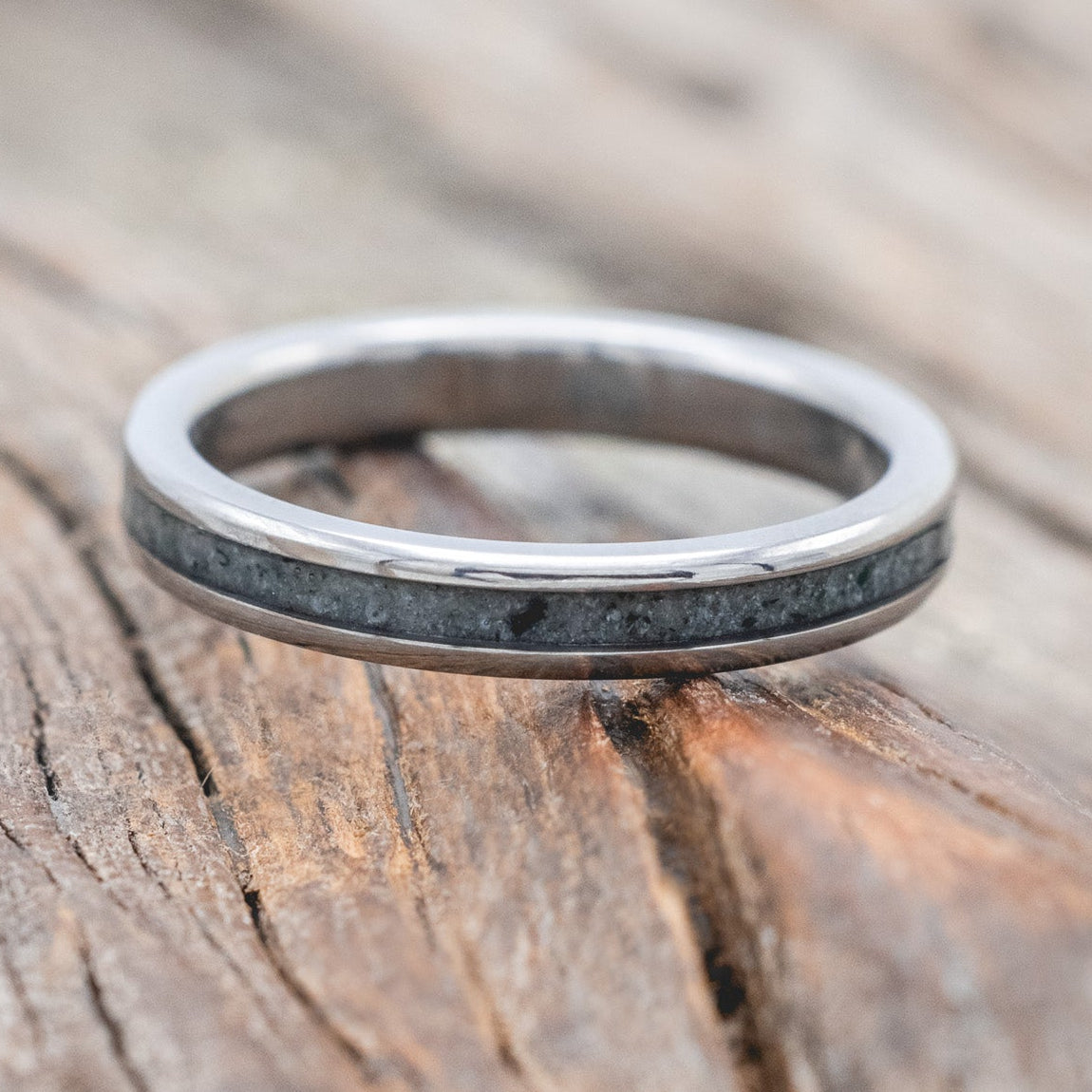 "ETERNA" - MOSS AGATE INLAY STACKING BAND-Staghead Designs