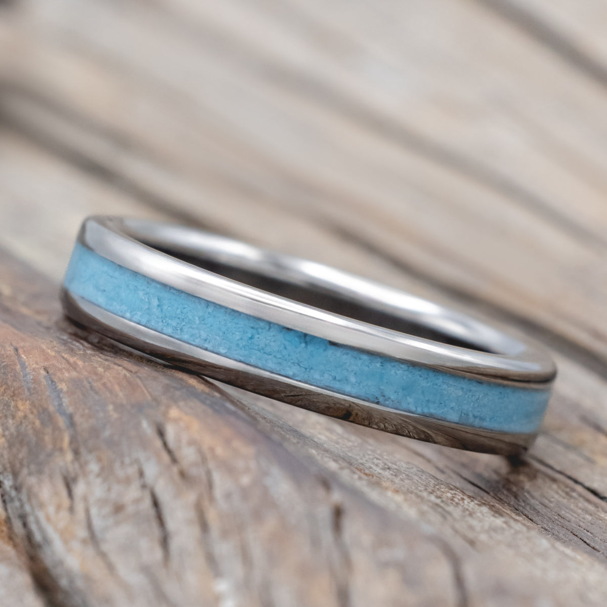 "Eterna" - Turquoise Stacking Band With Custom Finish-Staghead Designs