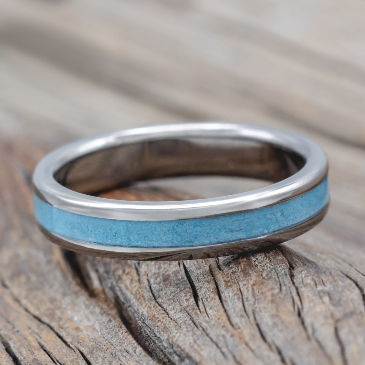"Eterna" - Turquoise Stacking Band With Custom Finish-Staghead Designs