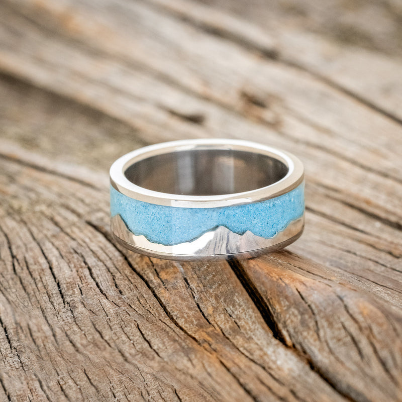 "HELIOS" - TURQUOISE WEDDING BAND FEATURING SILVER MOUNT EVEREST-3