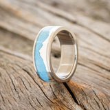 "HELIOS" - TURQUOISE WEDDING BAND FEATURING SILVER MOUNT EVEREST-2