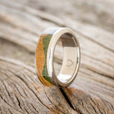 "EZRA" - MATCHING SET OF WHISKEY BARREL & MOSS WEDDING BANDS-2