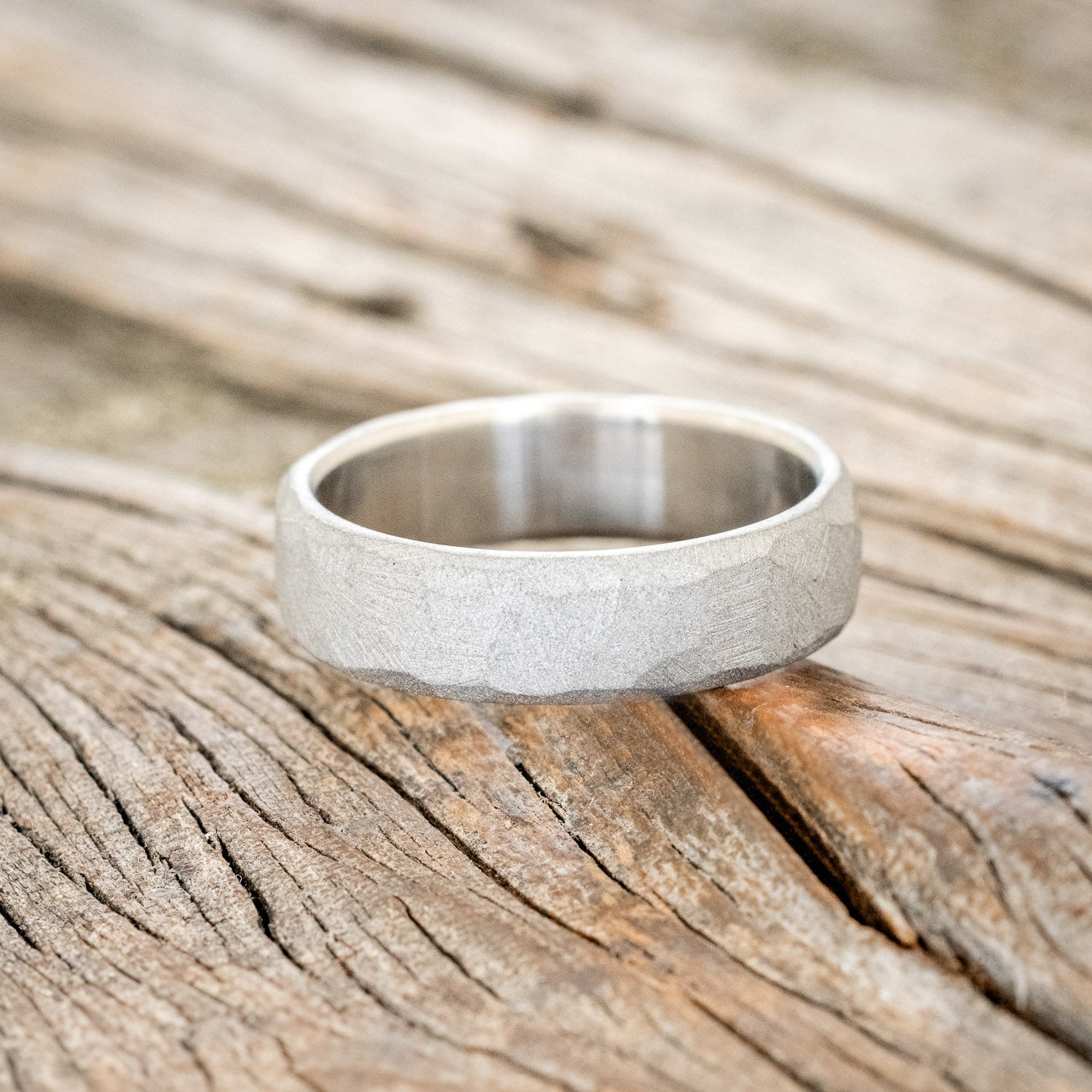 FACETED WEDDING RING WITH SANDBLASTED FINISH-3