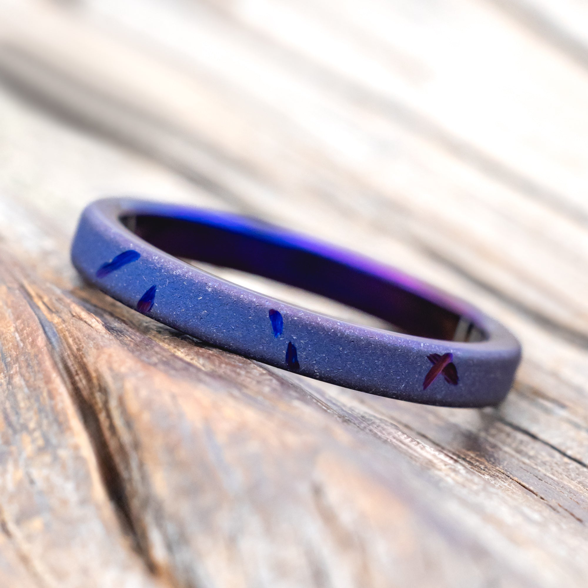 FIRE-TREATED TITANIUM STACKING BAND WITH DISTRESSED FINISH-Staghead Designs