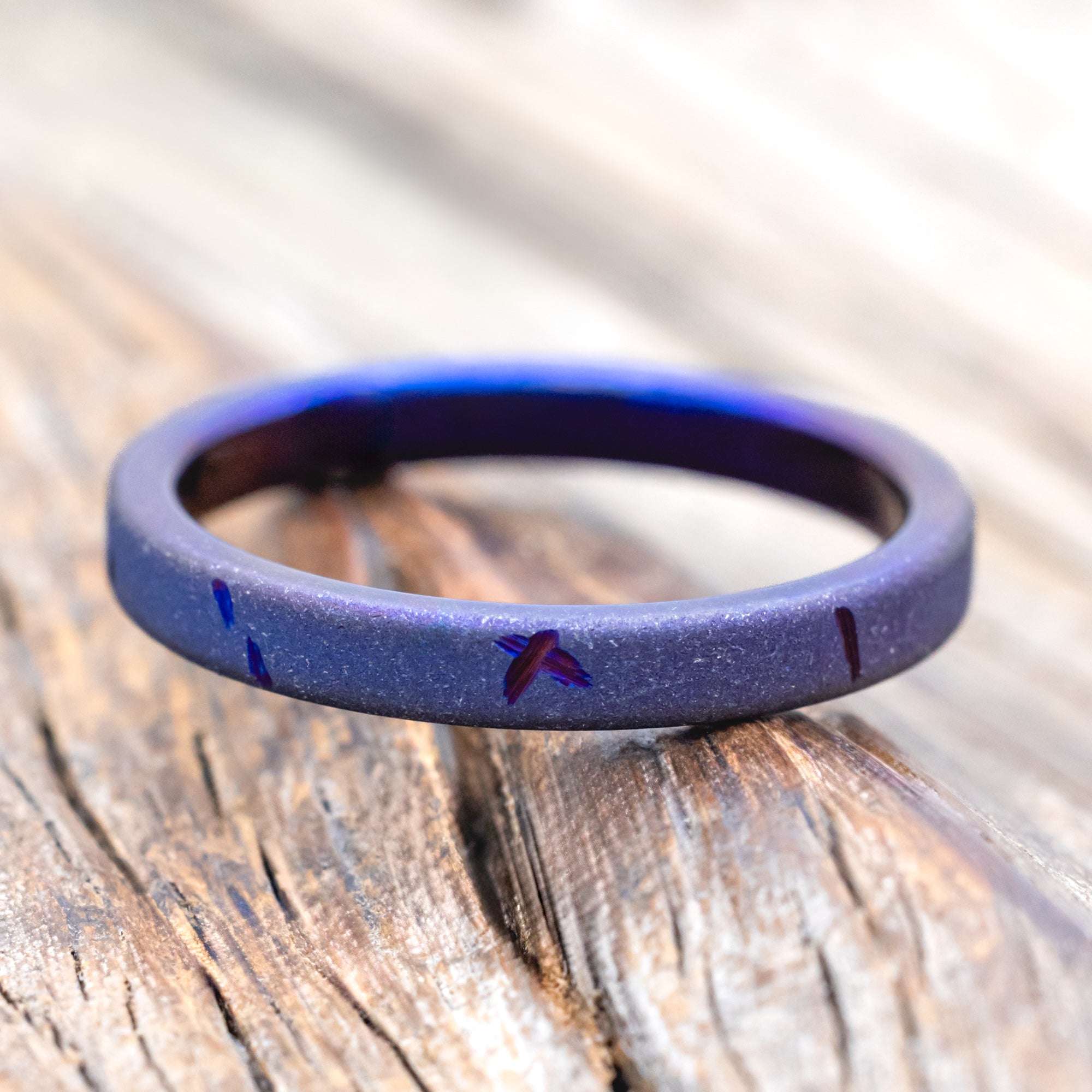 FIRE-TREATED TITANIUM STACKING BAND WITH DISTRESSED FINISH-Staghead Designs