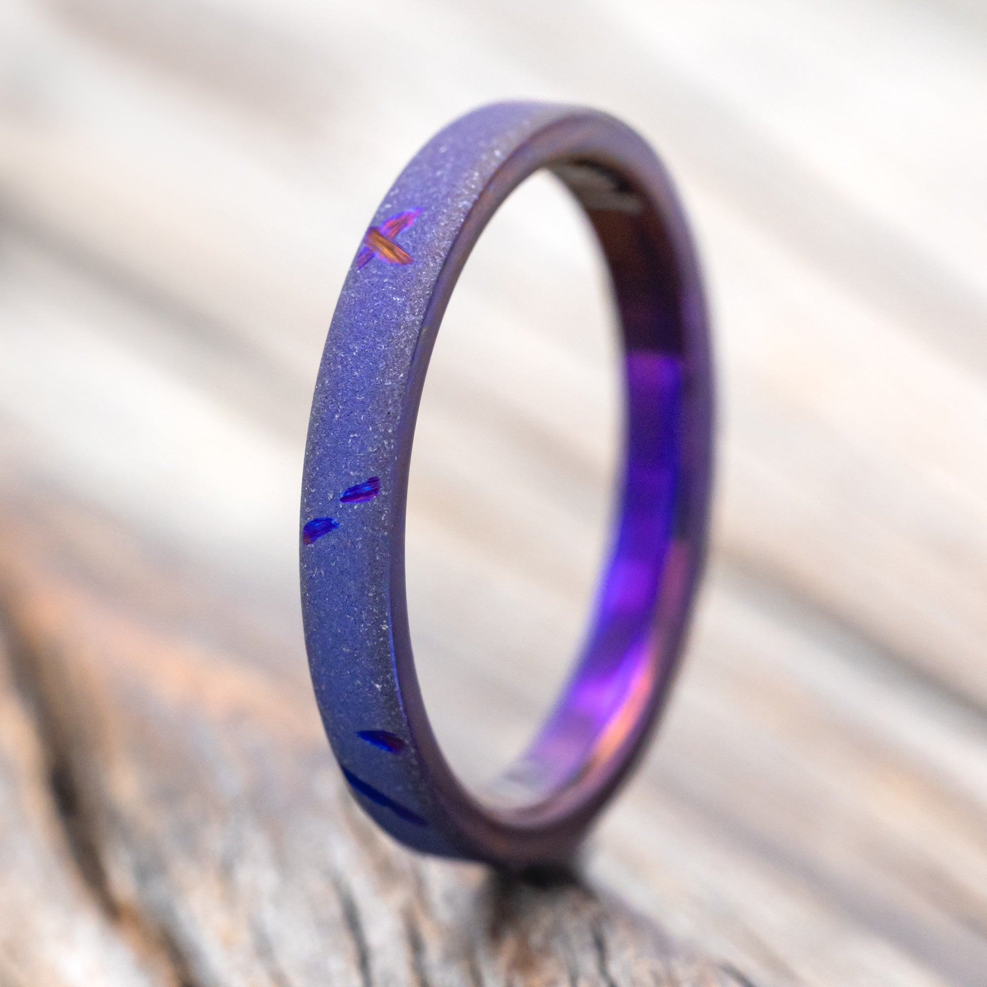 FIRE-TREATED TITANIUM STACKING BAND WITH DISTRESSED FINISH-Staghead Designs