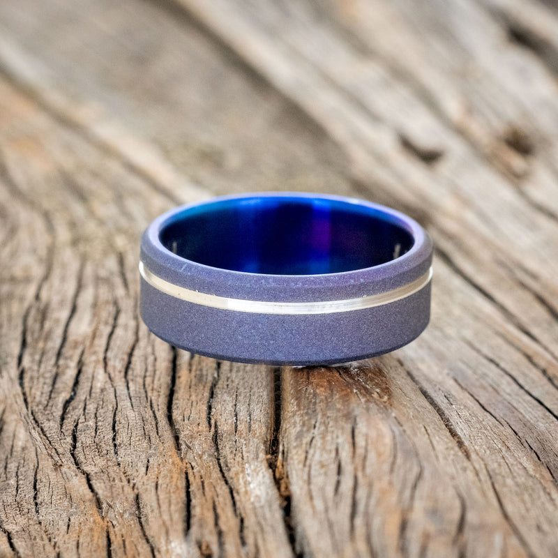 FIRE-TREATED & SANDBLASTED TITANIUM WEDDING BAND WITH AN OFFSET GROOVE-3