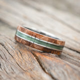 "GLEN" - DARK MAPLE WOOD & FISHING LINE WEDDING RING-Staghead Designs