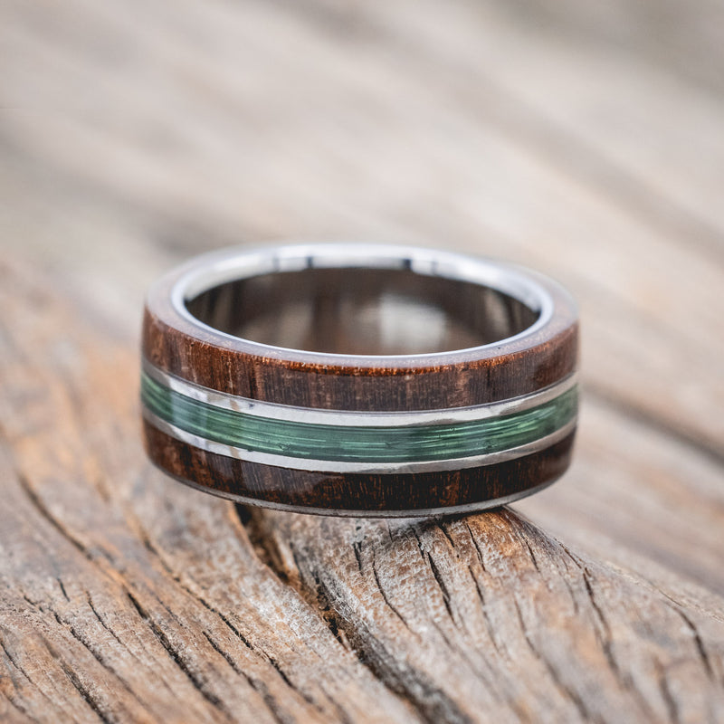 "GLEN" - DARK MAPLE WOOD & FISHING LINE WEDDING RING-Staghead Designs