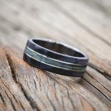 "GLEN" - DARK MAPLE WOOD & FISHING LINE WEDDING RING-Staghead Designs