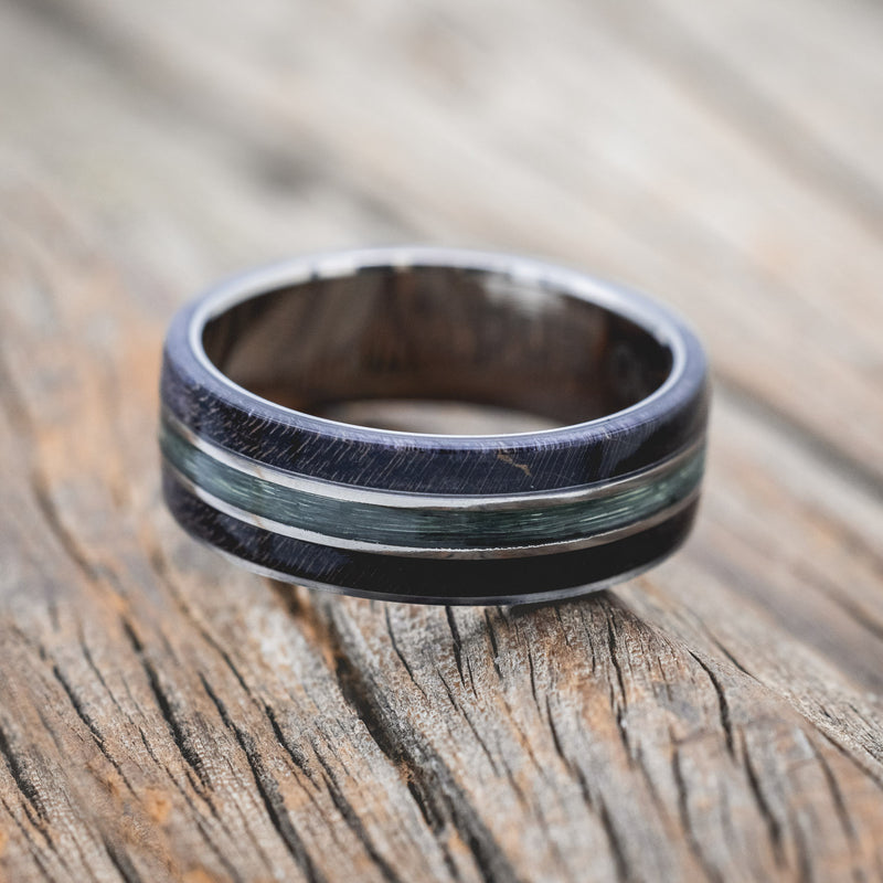 "GLEN" - DARK MAPLE WOOD & FISHING LINE WEDDING RING-Staghead Designs