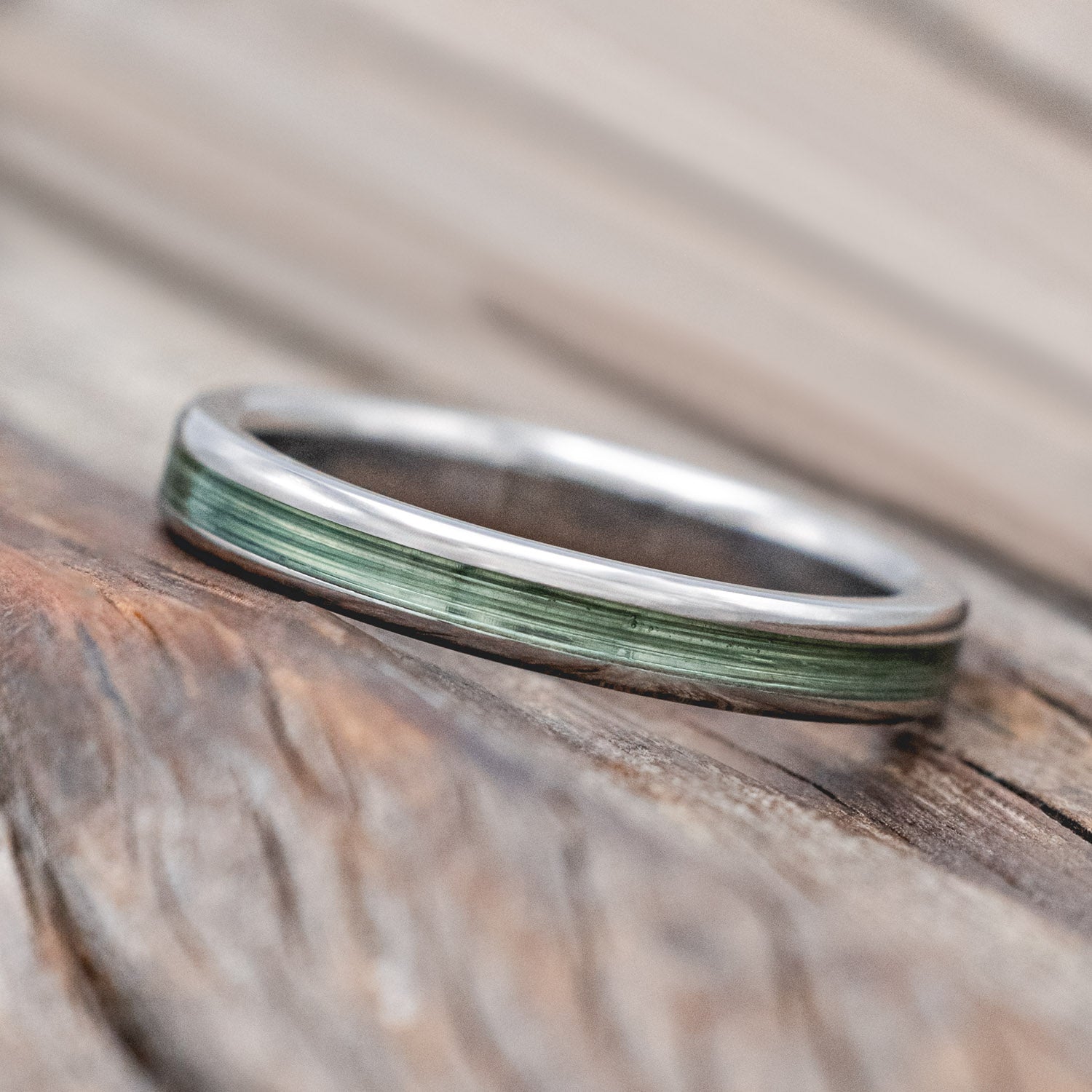 "GLEN" - MATCHING SET OF FISHING LINE & BUCKEYE BURL WOOD WEDDING BANDS-Staghead Designs