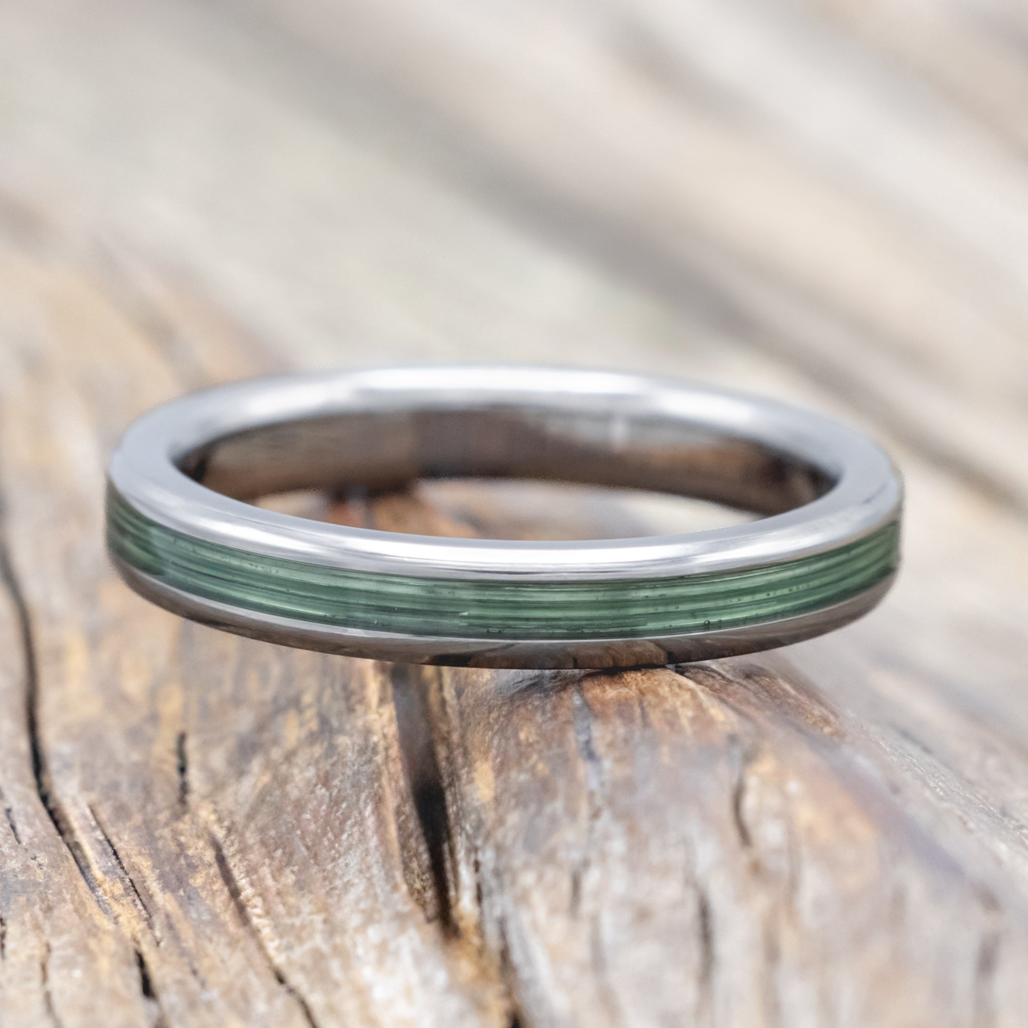 "GLEN" - MATCHING SET OF FISHING LINE & BUCKEYE BURL WOOD WEDDING BANDS-Staghead Designs