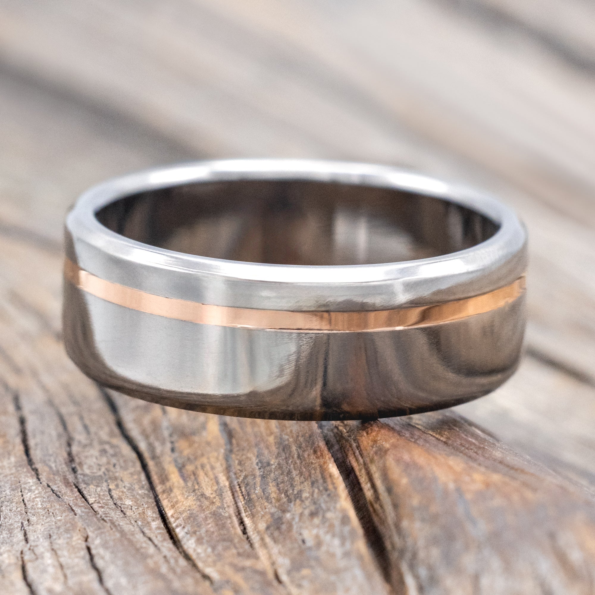 14K GOLD INLAY WEDDING RING-Staghead Designs