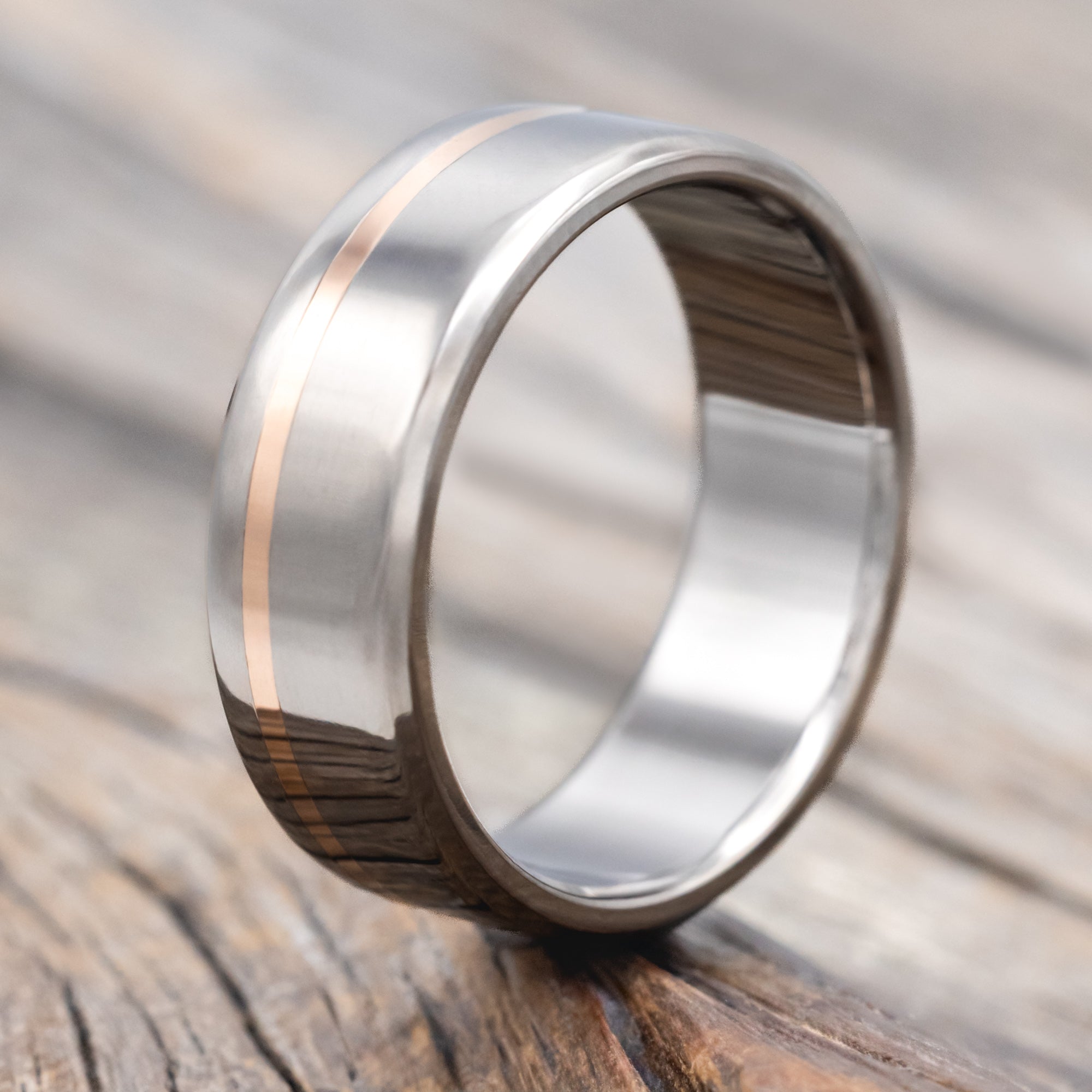 14K GOLD INLAY WEDDING RING-Staghead Designs