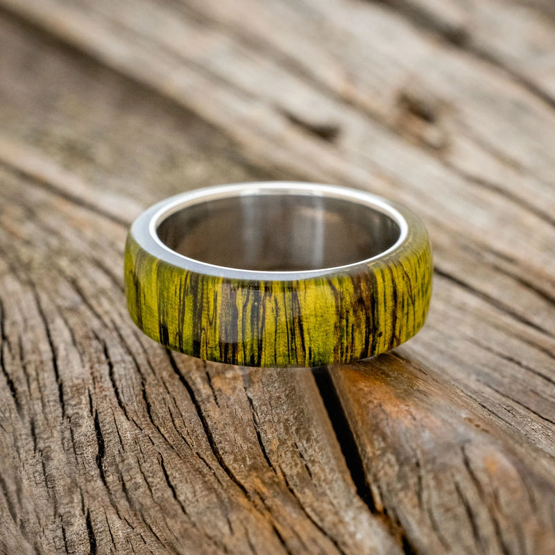 "HAVEN" - GREEN SPALTED MAPLE WEDDING RING - TITANIUM - SIZE 9 1/2-3