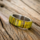 "HAVEN" - GREEN SPALTED MAPLE WEDDING RING - TITANIUM - SIZE 9 1/2-2