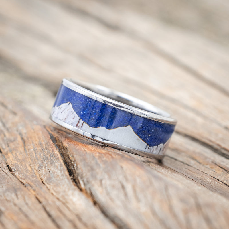 "HELIOS" - ANTLER & LAPIS LAZULI WEDDING BAND-Staghead Designs