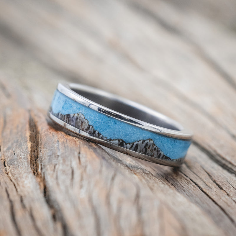 "HELIOS" - TURQUOISE & ANTLER WEDDING BAND-Staghead Designs