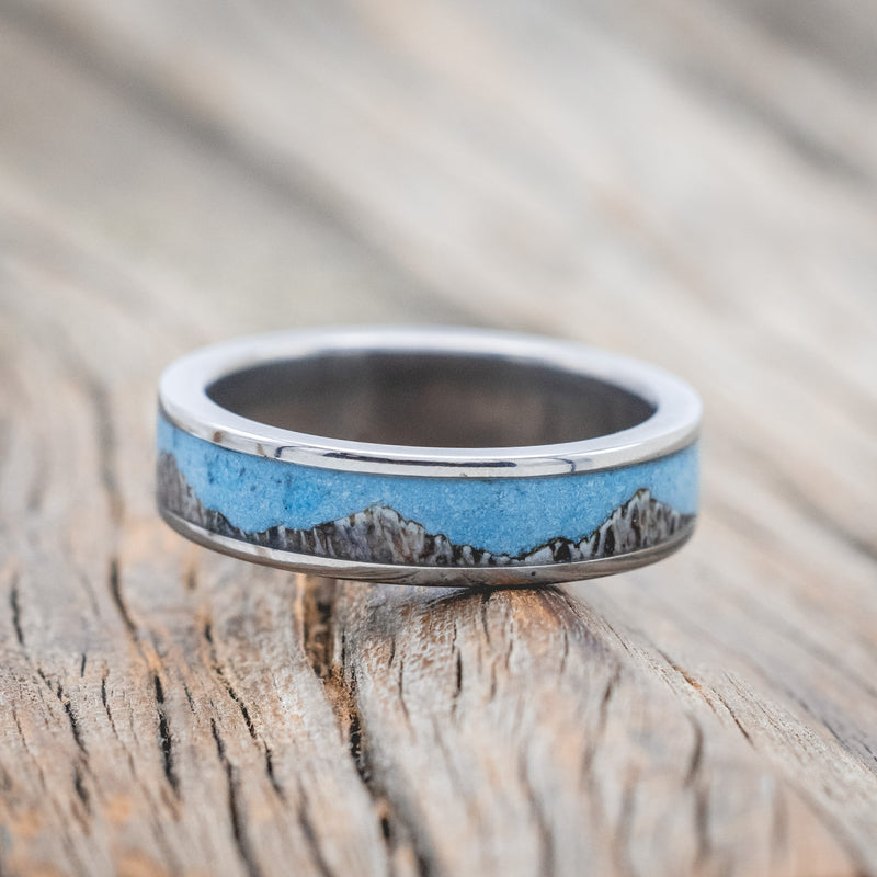 "HELIOS" - TURQUOISE & ANTLER WEDDING BAND-Staghead Designs