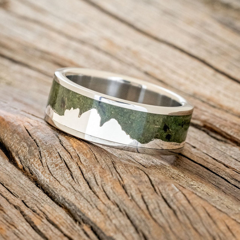 "HELIOS" - MOSS WEDDING BAND FEATURING THE DOLOMITES MOUNTAIN RANGE-1