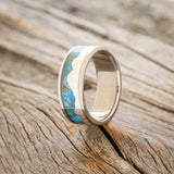 "HELIOS" - PATINA COPPER WEDDING BAND FEATURING A SILVER HIMALAYAS MOUNTAIN RANGE - TITANIUM - SIZE 10-2