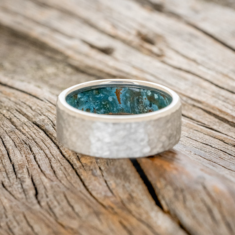 HAMMERED WEDDING BAND WITH PATINA COPPER LINING-6