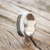 "RAPTOR" -DIAMOND DUST & PYRITE WOOD WEDDING BAND WITH A HAMMERED FINISH-1