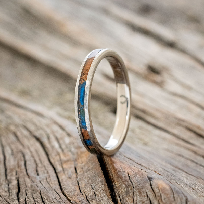 "ETERNA"- PATINA COPPER STACKING WEDDING BAND WITH A HAMMERED FINISH-1