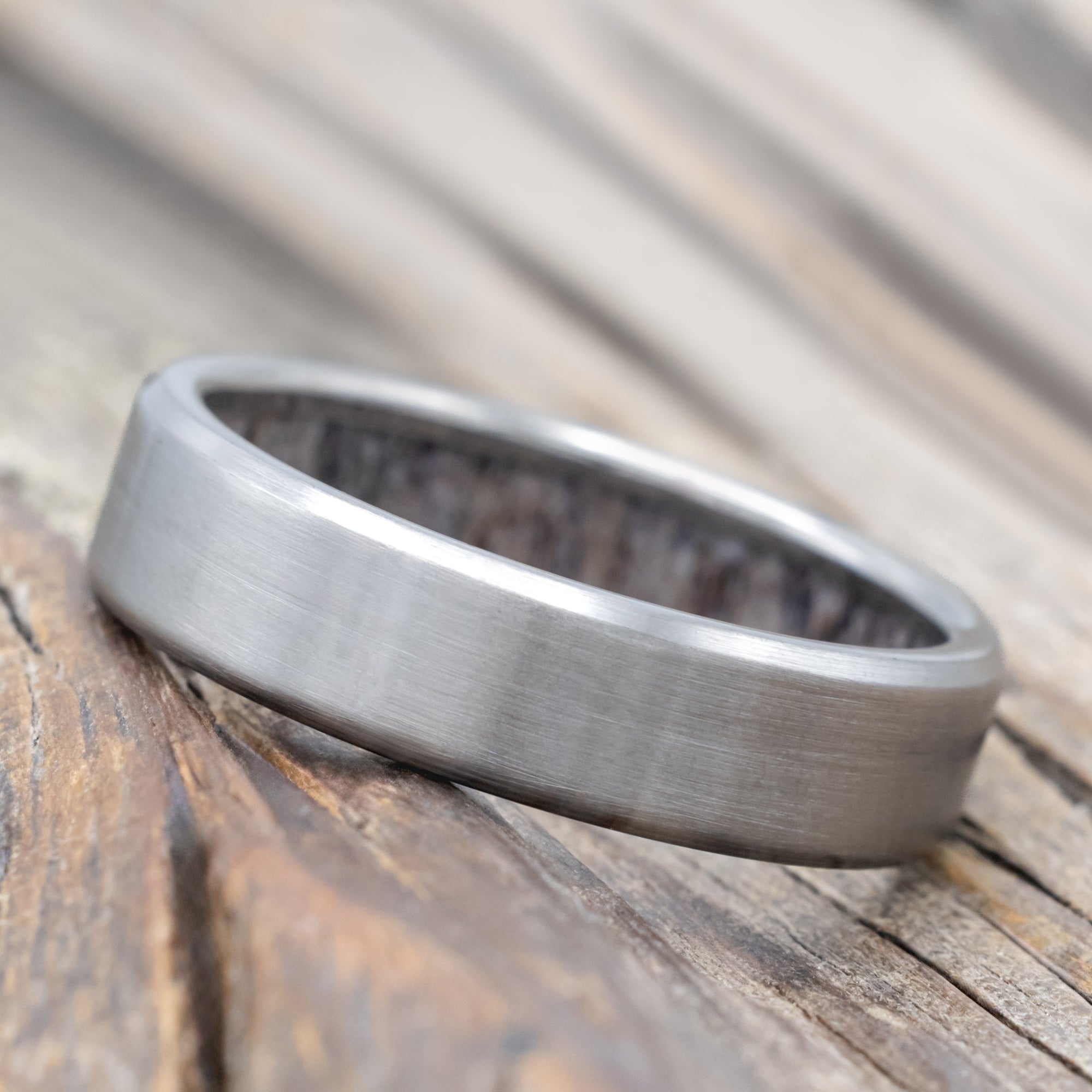 "Hyperion" - Antler Lined Wedding Band With Custom Finish-Staghead Designs