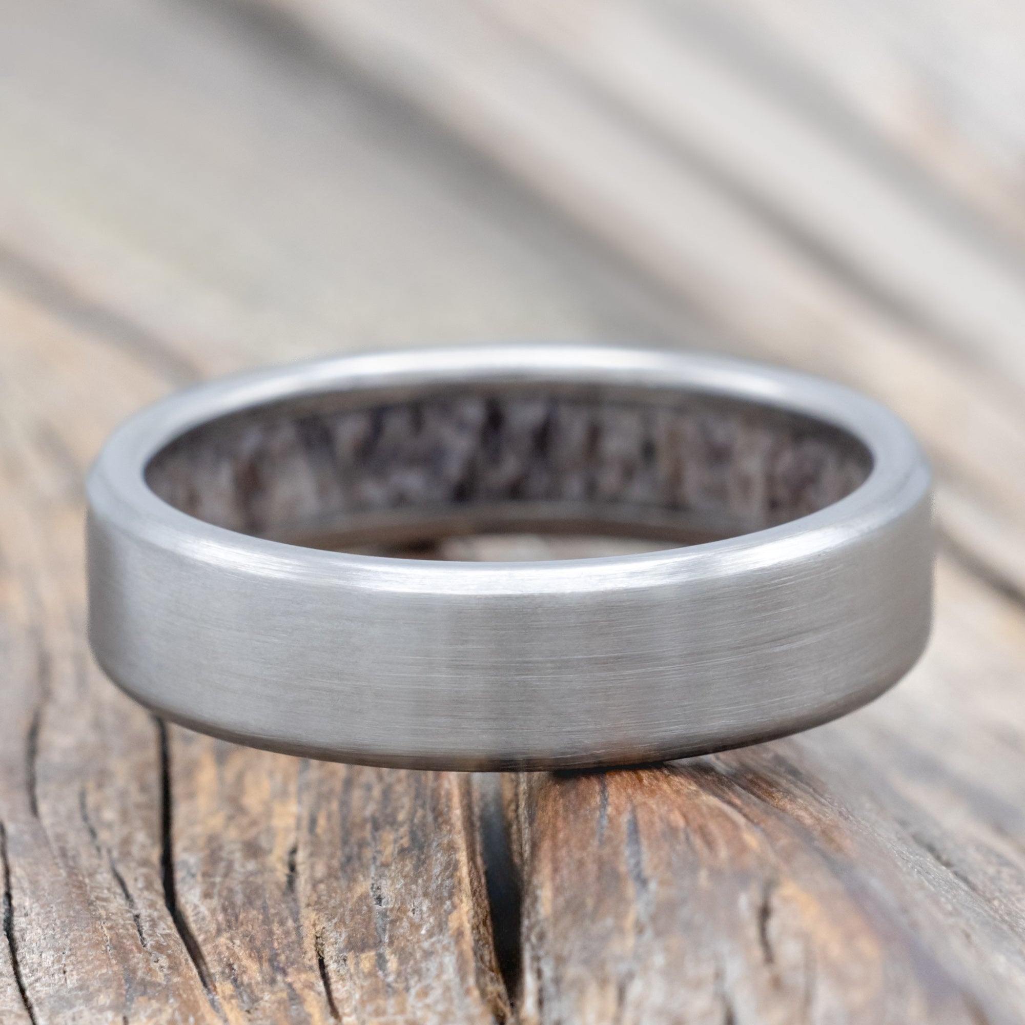 "Hyperion" - Antler Lined Wedding Band With Custom Finish-Staghead Designs