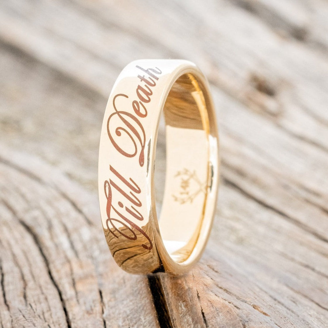 "TILL DEATH" - GLOWING ENGRAVED WEDDING RING-1