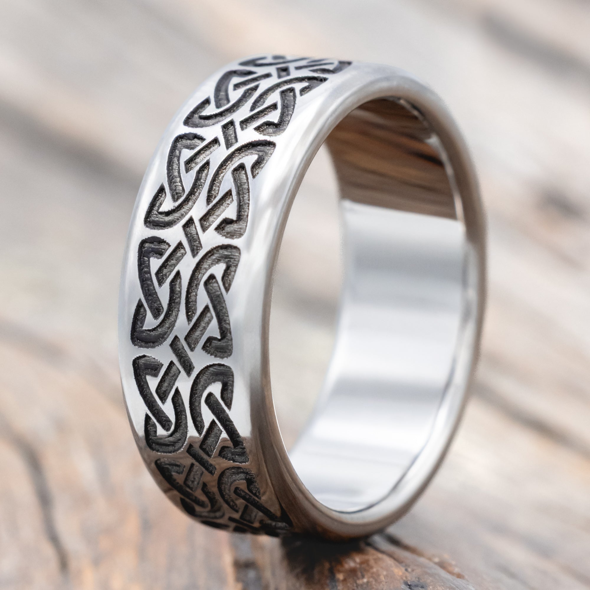 CELTIC LOVE KNOT ENGRAVED WEDDING BAND-Staghead Designs