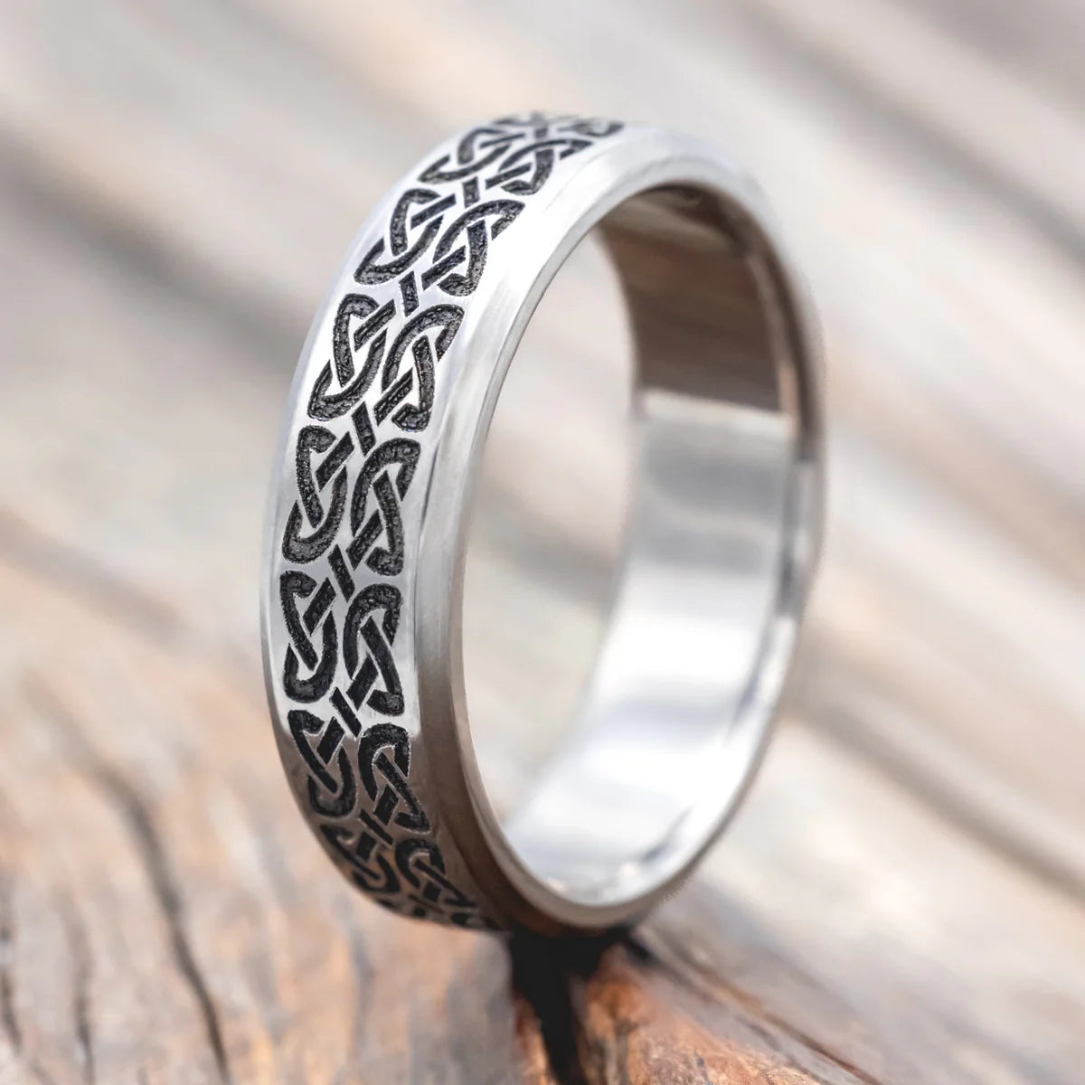 Celtic Love Knot Engraved Wedding Band - Titanium (6mm)- Size 8 3/4