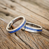 "VERTIGO" - MATCHING SET OF LAPIS LAZULI WEDDING BANDS-1