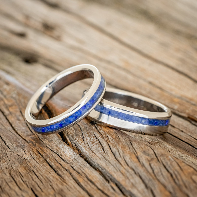 "VERTIGO" - MATCHING SET OF LAPIS LAZULI WEDDING BANDS-1