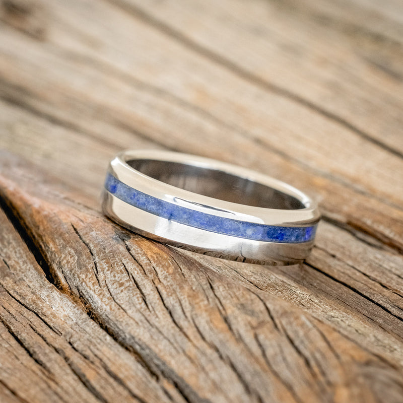 "VERTIGO" - MATCHING SET OF LAPIS LAZULI WEDDING BANDS-3