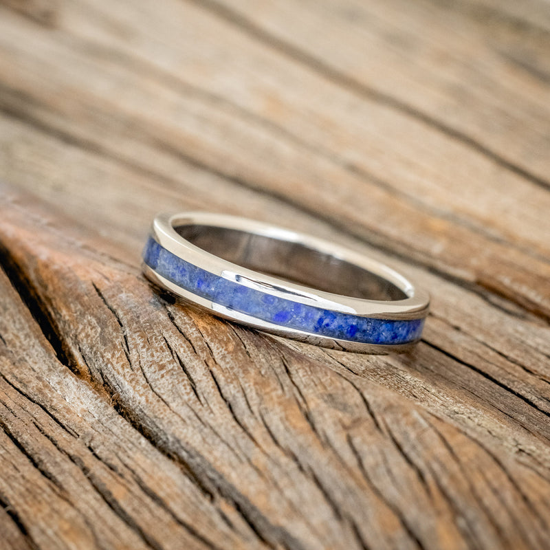 "VERTIGO" - MATCHING SET OF LAPIS LAZULI WEDDING BANDS-6