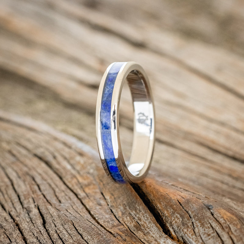 "VERTIGO" - MATCHING SET OF LAPIS LAZULI WEDDING BANDS-5