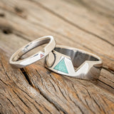 "VALENTINO" - CUSTOM CUT MATCHING BANDS WITH RUBY OPAL & MALACHITE & OPAL MIX FILLED TRIANGLES-1