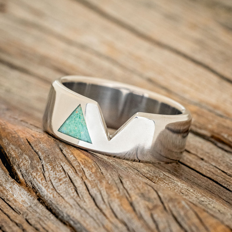 "VALENTINO" - CUSTOM CUT MATCHING BANDS WITH RUBY OPAL & MALACHITE & OPAL MIX FILLED TRIANGLES-3