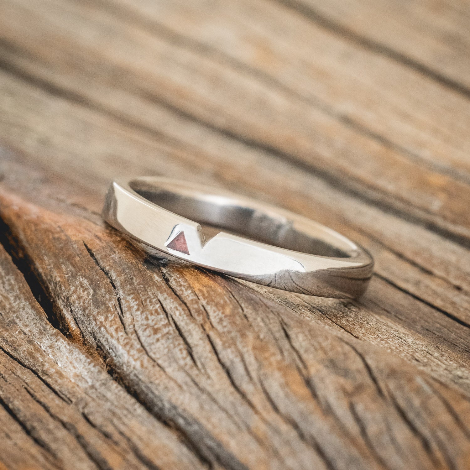 "VALENTINO" - RUBY OPAL FILLED TRIANGLE WEDDING BAND-2