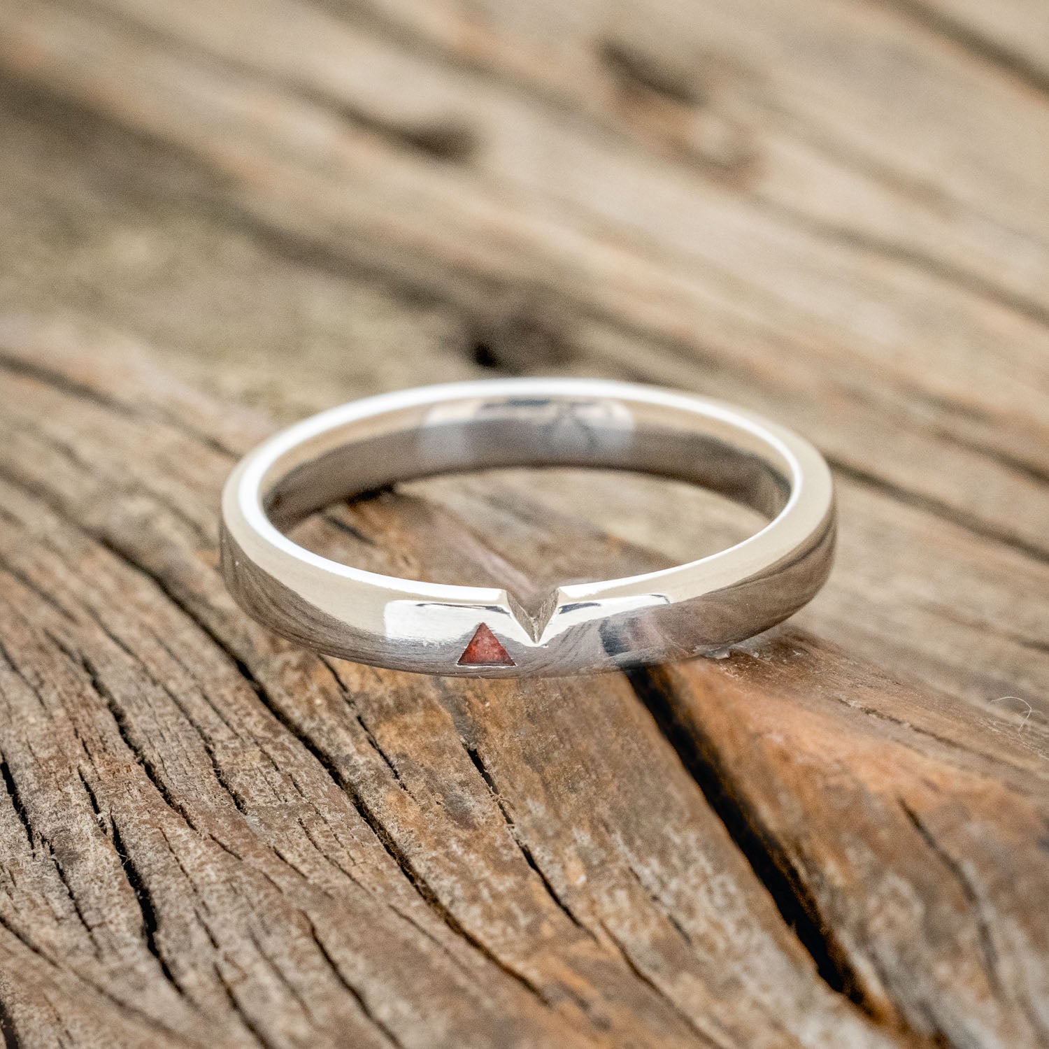 "VALENTINO" - RUBY OPAL FILLED TRIANGLE WEDDING BAND-3