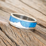 "HELIOS" - BLUE OPAL WITH SILVER MATTERHORN MOUNTAIN RANGE WEDDING BAND-1