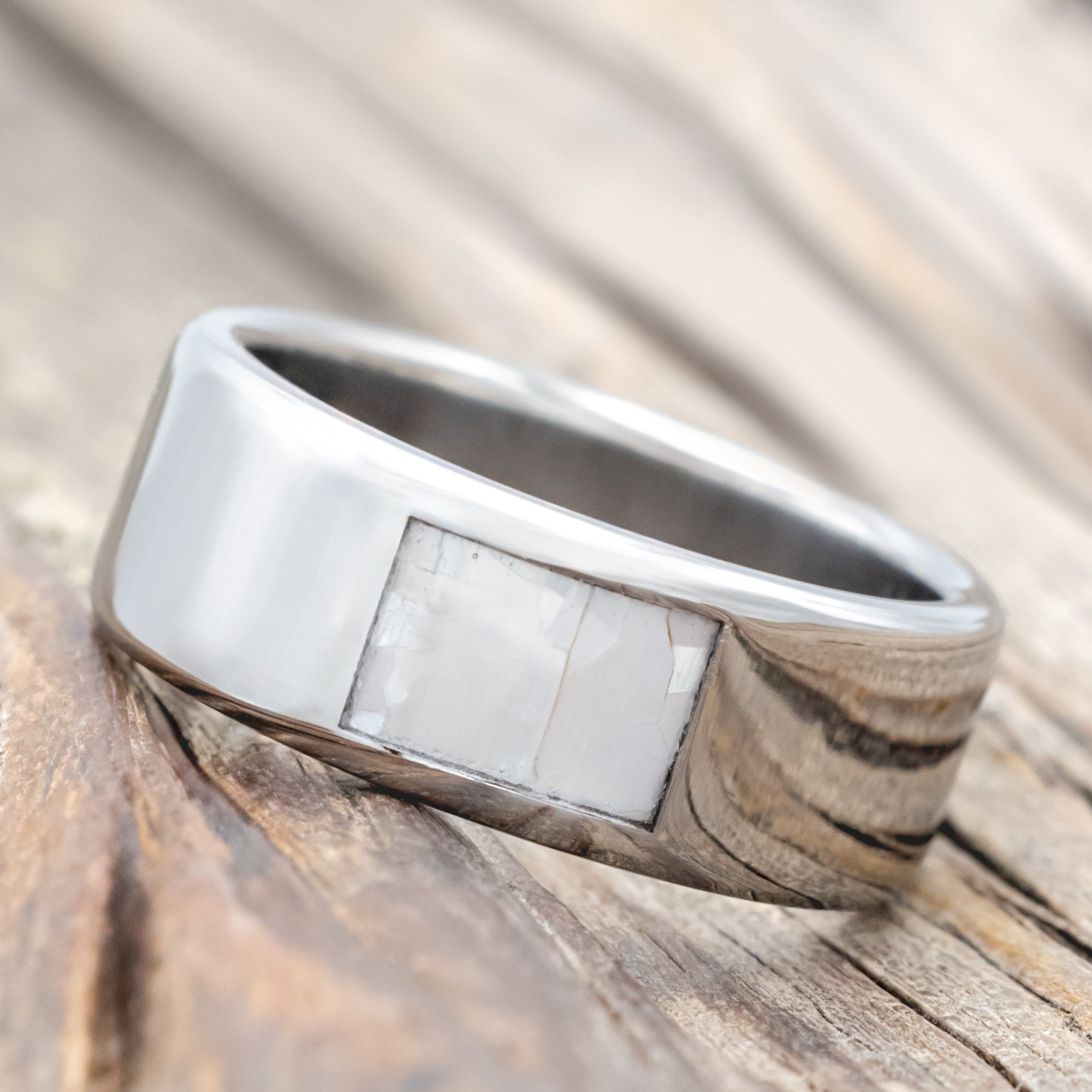 MOTHER OF PEARL WEDDING BAND-Staghead Designs